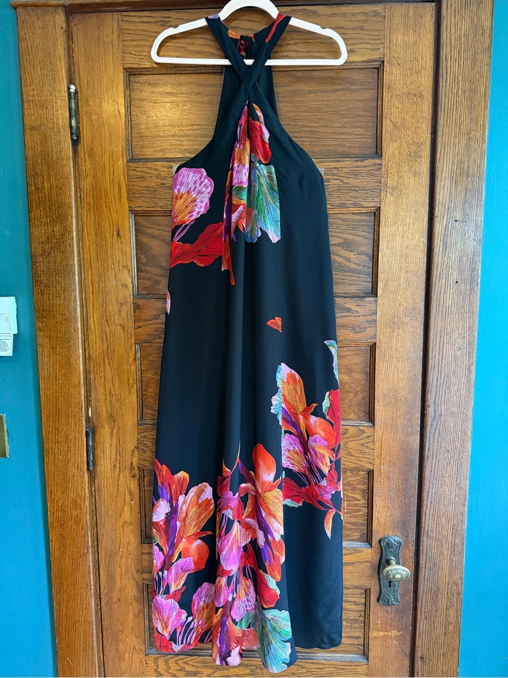 MAEVE 100% Silk Halter Neck Floral Flowy Dress Slinky - Picture 3 of 12